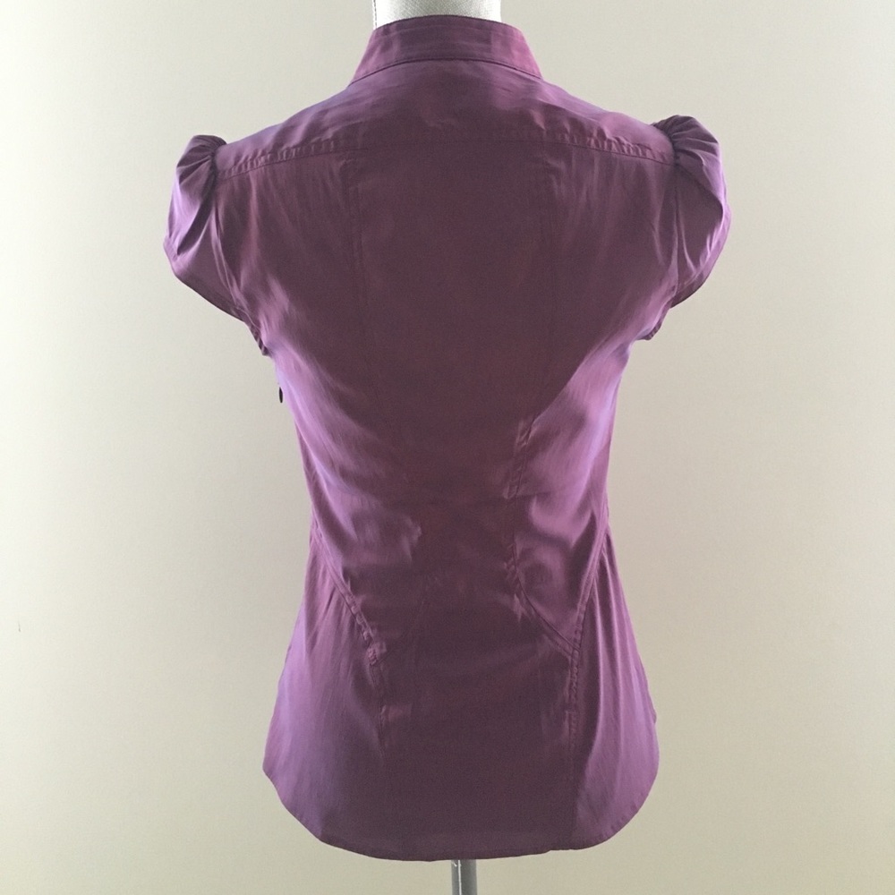 Express Purple Ruffle Cap-Sleeve Blouse - Picture 4 of 8